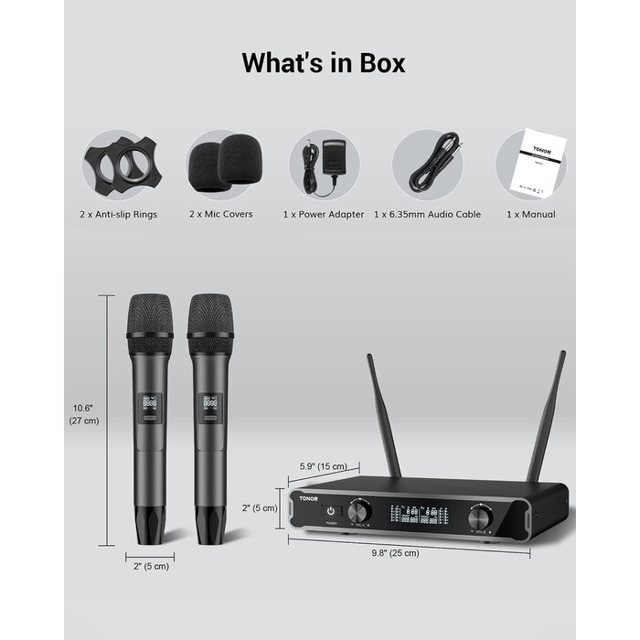 Tonor Système de 2 microphones sans fil UHF - Jusqu'à 29% de réduction