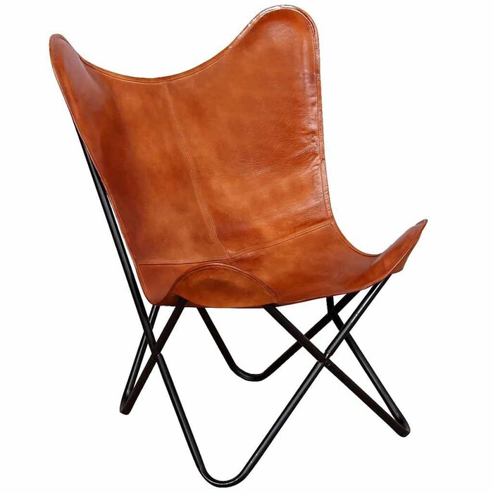 Vidaxl Fauteuil Papillon en cuir véritable marron - Jusqu'à 39% de remise