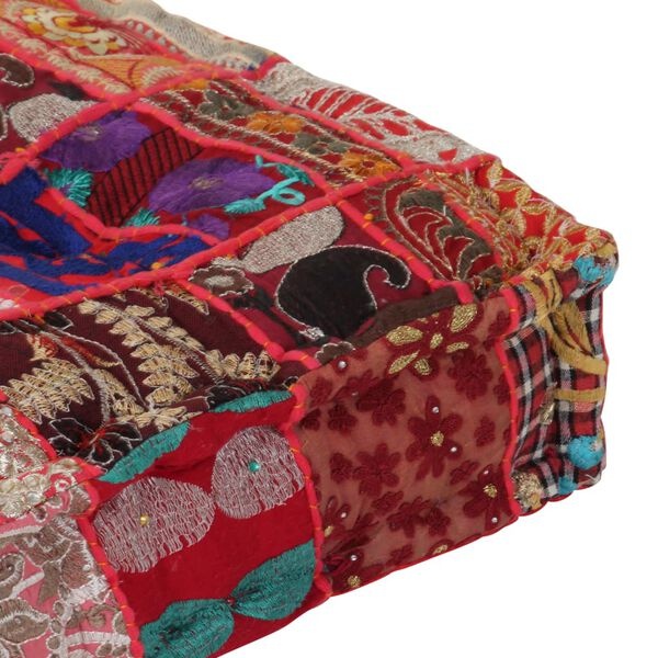 Vidaxl Pouf patchwork carré en coton rouge - Jusqu'à 62% de remise
