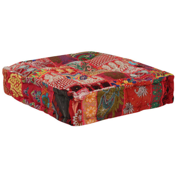 Vidaxl Pouf patchwork carré en coton rouge - Jusqu'à 62% de remise