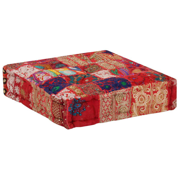 Vidaxl Pouf patchwork carré en coton rouge - Jusqu'à 62% de remise
