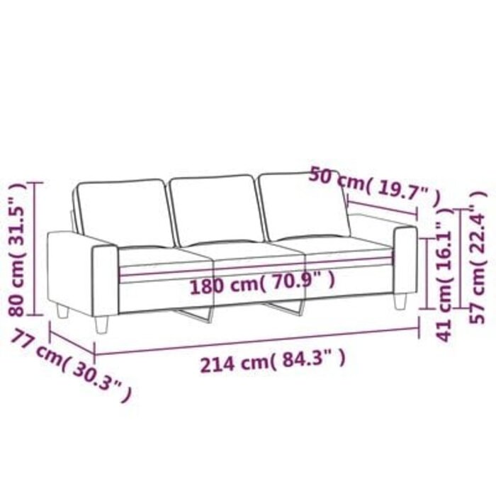 Vidaxl Canapé 3 places 180 cm gris foncé - Jusqu'à -35% en Outlet