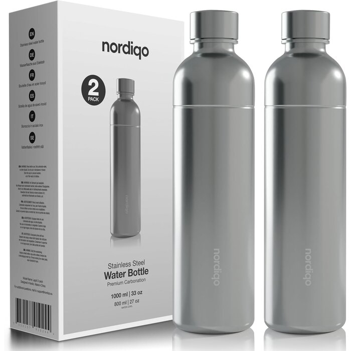 Lot de 2 bouteilles inox 1L pour machine à eau - Jusqu'à -29%