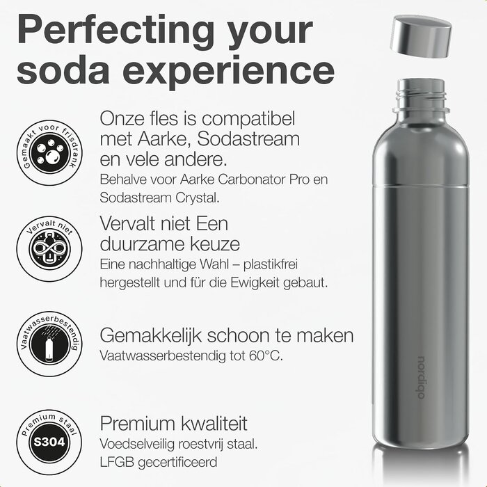 Lot de 2 bouteilles inox 1L pour machine à eau - Jusqu'à -29%