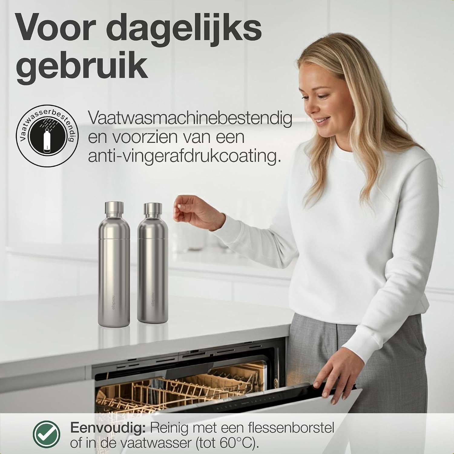 Lot de 2 bouteilles inox 1L pour machine à eau - Jusqu'à -29%