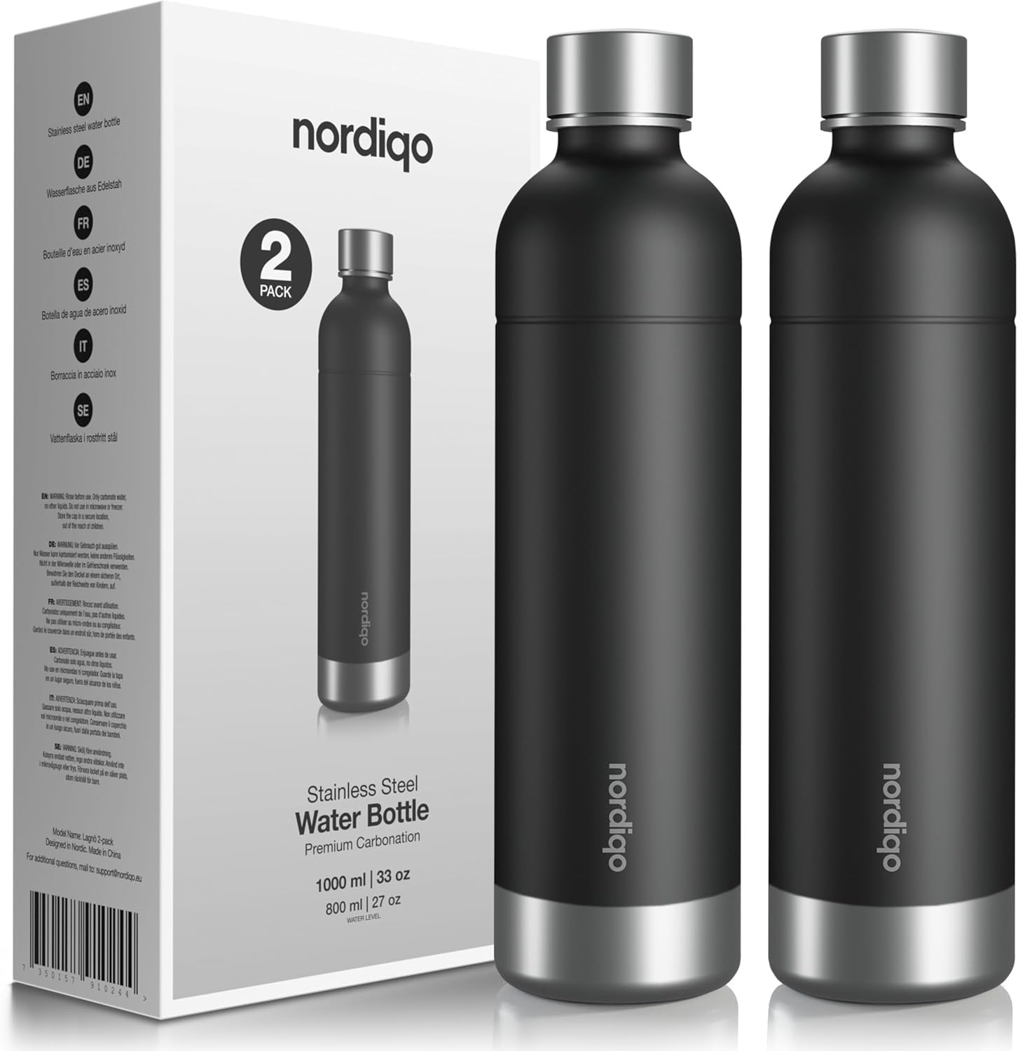 Lot de 2 bouteilles inox 1L pour machine à eau - Jusqu'à -29%