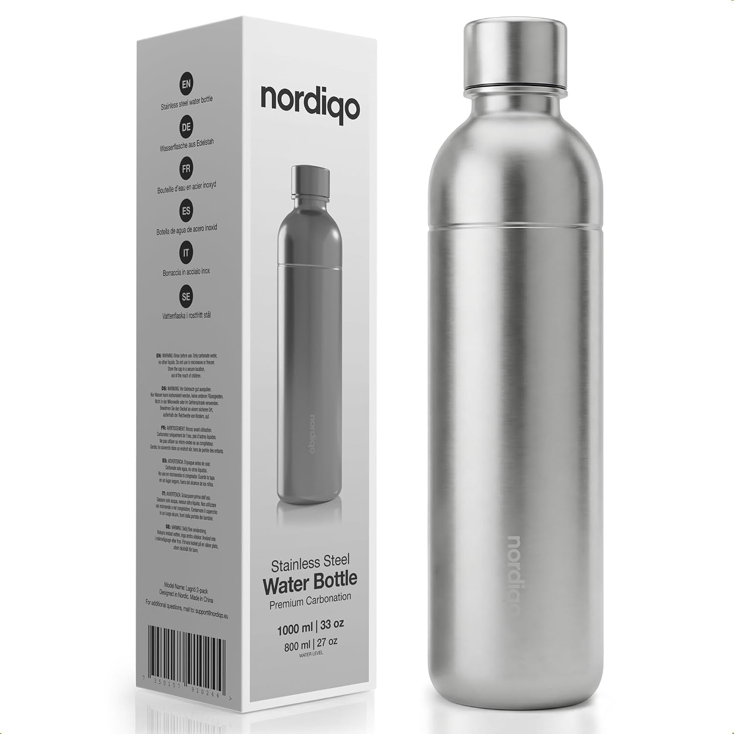 Lot de 2 bouteilles inox 1L pour machine à eau - Jusqu'à -29%