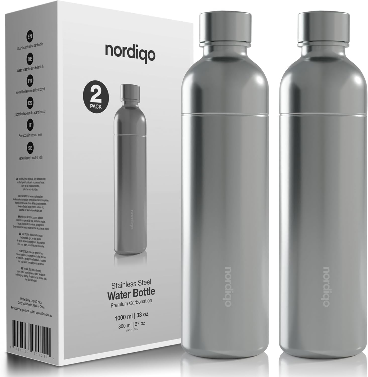 Lot de 2 bouteilles inox 1L pour machines à eau - Jusqu'à -29%