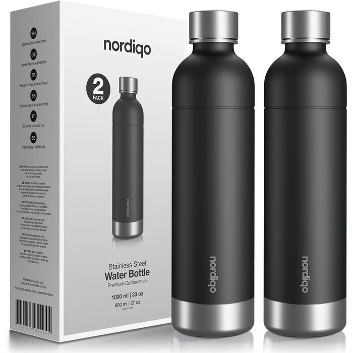 Lot de 2 bouteilles inox 1L pour machines à eau - Jusqu'à -29%