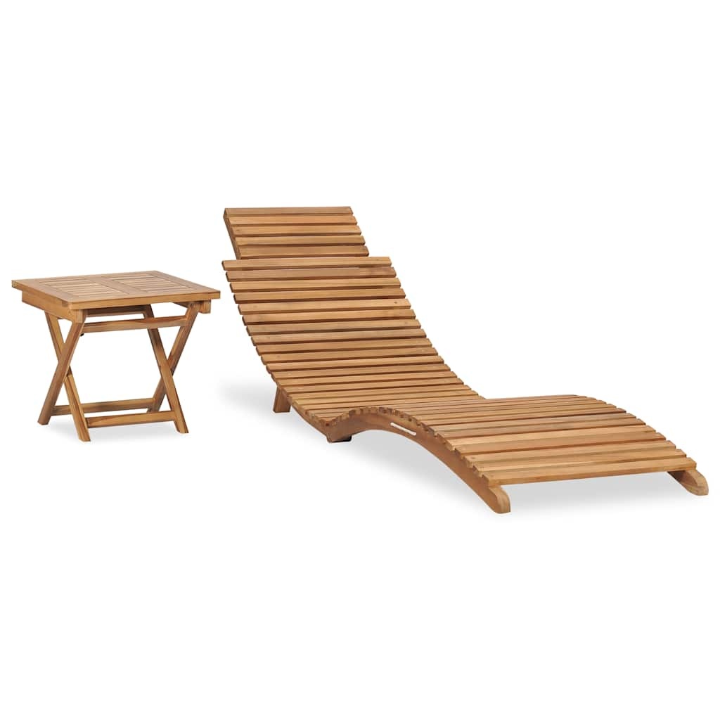 Vidaxl Bain de soleil en teck avec table pliante - Jusqu'à 35% de réduction