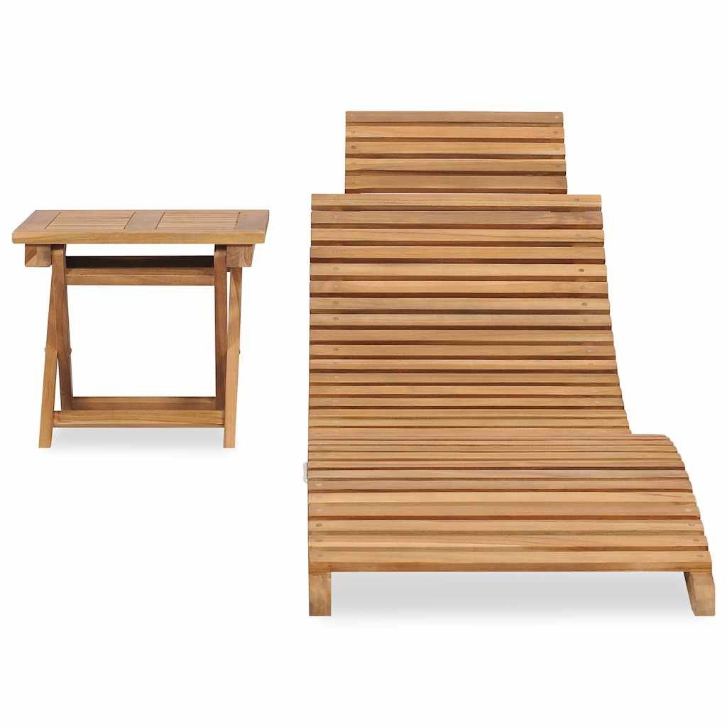 Vidaxl Bain de soleil en teck avec table pliante - Jusqu'à 35% de réduction