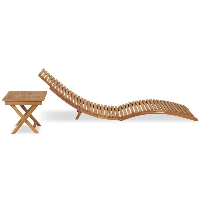 Vidaxl Bain de soleil en teck avec table pliante - Jusqu'à 35% de réduction