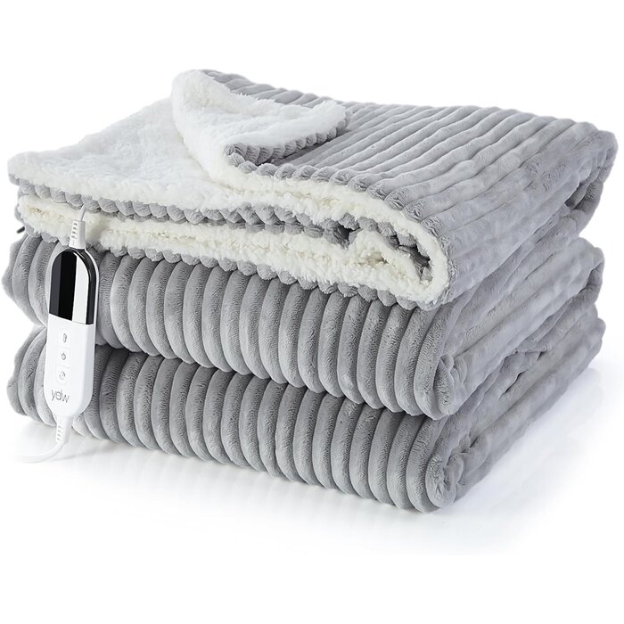 Couverture chauffante 200x180 cm - Gris - Jusqu'à -29% de remise