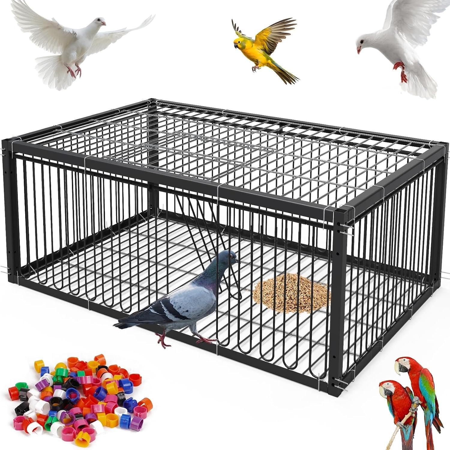Cage pour oiseaux et pigeons 60 cm Métal noir - Jusqu'à 33% de remise