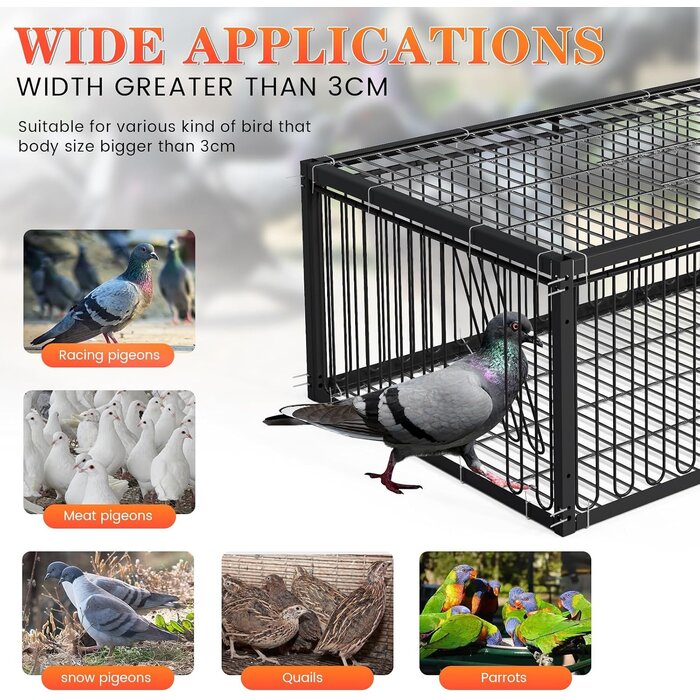 Cage pour oiseaux et pigeons 60 cm Métal noir - Jusqu'à 33% de remise