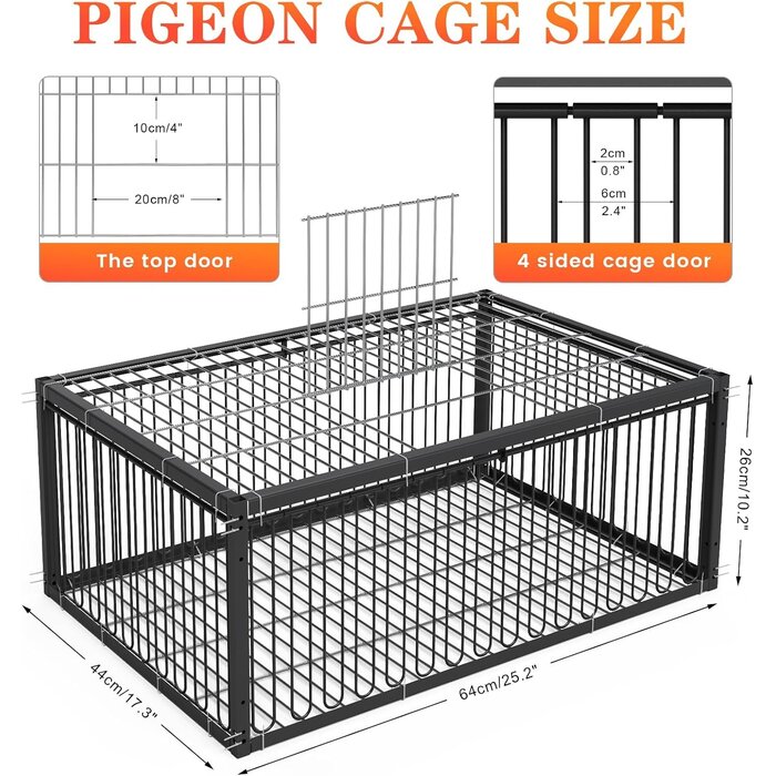 Cage pour oiseaux et pigeons 60 cm Métal noir - Jusqu'à 33% de remise