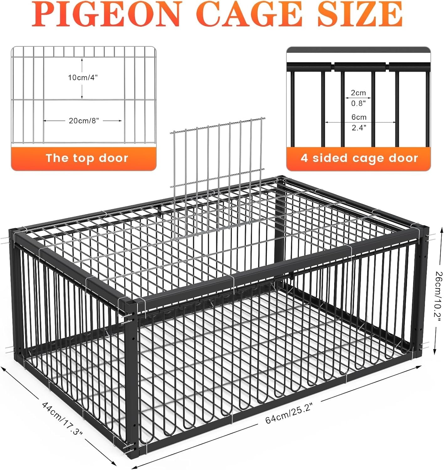 Cage pour oiseaux et pigeons 60 cm Métal noir - Jusqu'à 33% de remise