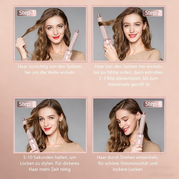 Brosse soufflante 5-en-1 rose - Jusqu'à -29% sur votre coiffure parfaite