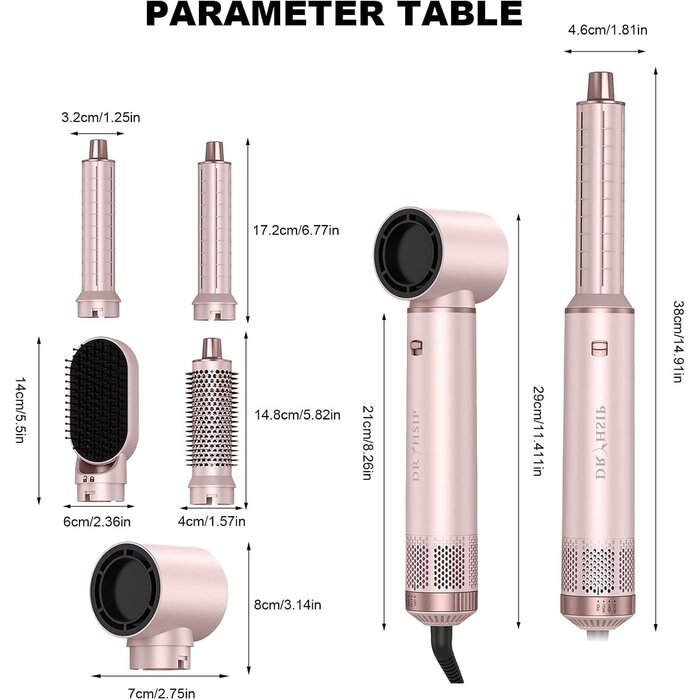 Brosse soufflante 5-en-1 rose - Jusqu'à -29% sur votre coiffure parfaite