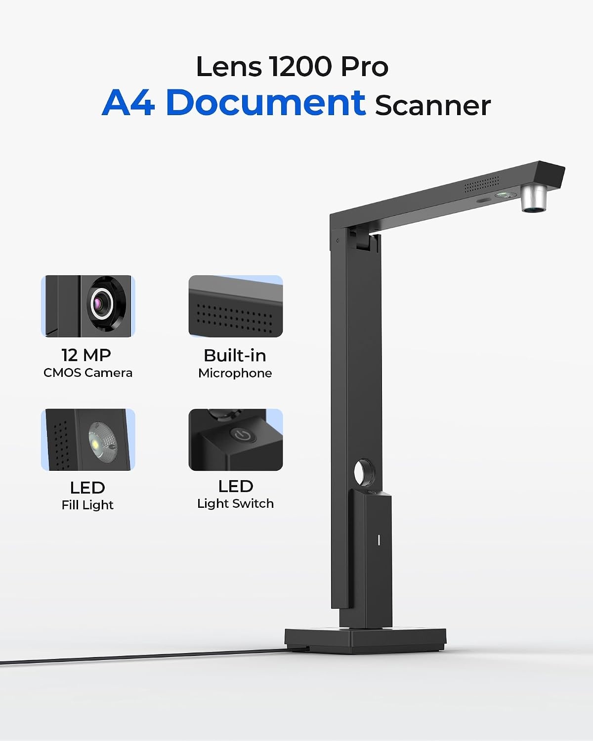 Scanner de documents portable A4 12 MP - Jusqu'à 34 % de remise