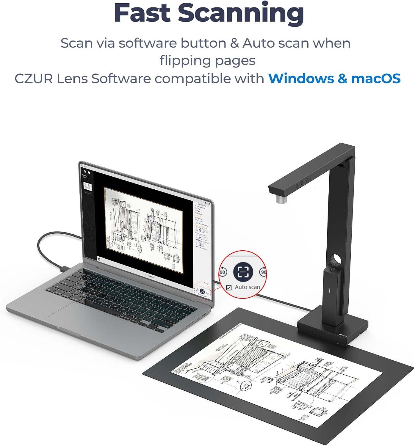 Scanner de documents portable A4 12 MP - Jusqu'à 34 % de remise
