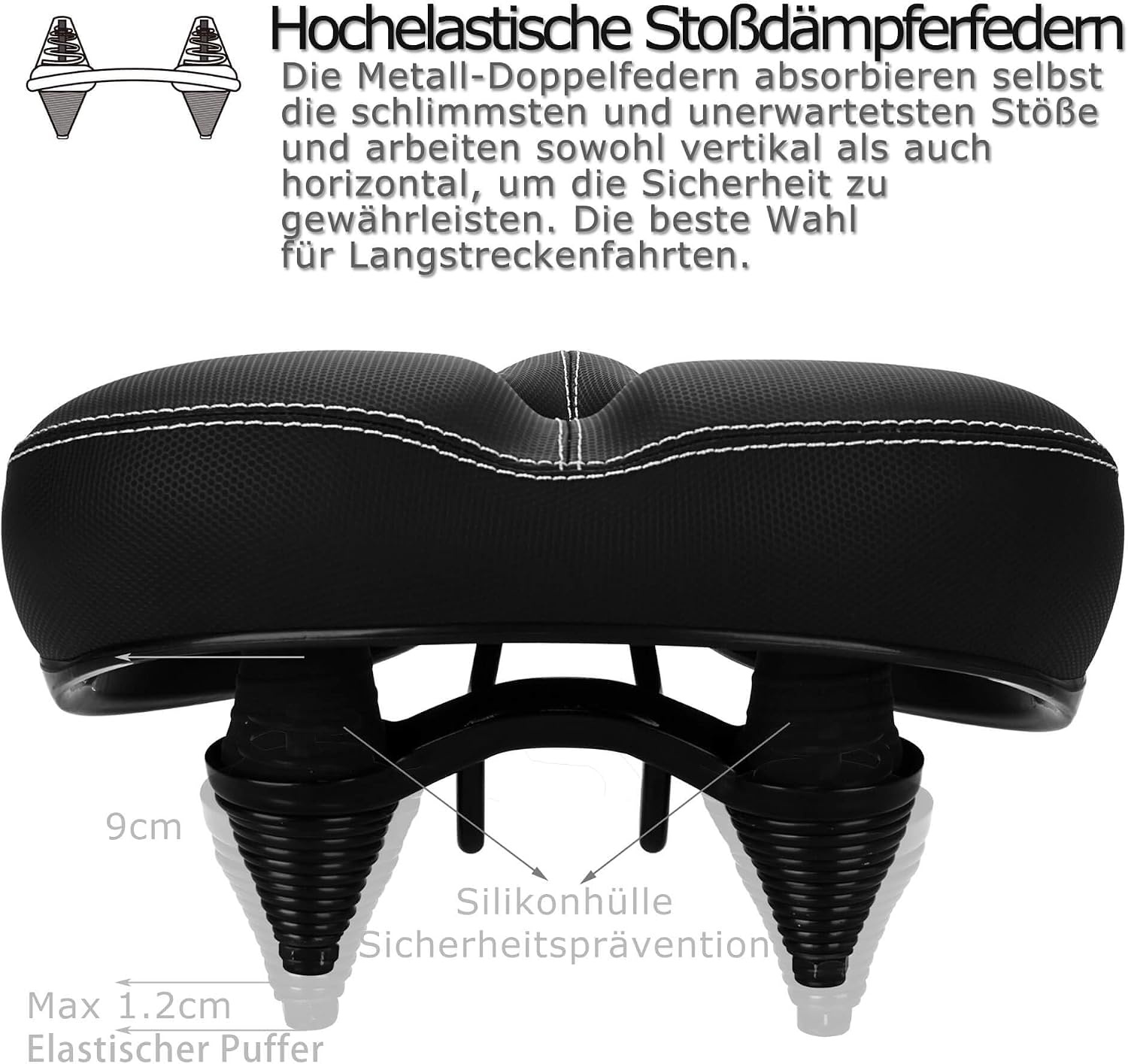 Selle de vélo confort extra large - Mousse à mémoire de forme - Jusqu'à -28%