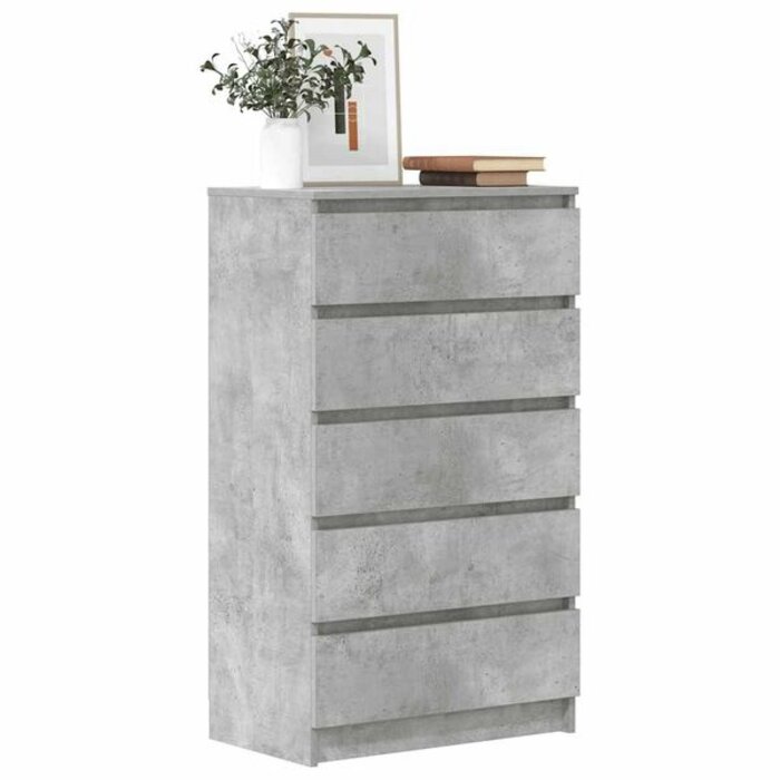 Vidaxl Commode 5 tiroirs gris béton - Jusqu'à -56% sur le prix d'origine