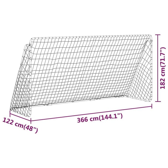 Vidaxl Cage de football en acier 366x122x182 cm - Jusqu'à -42%
