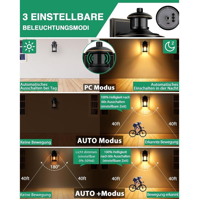 Applique murale extérieure avec détecteur - Noir et Or - Jusqu'à -33%