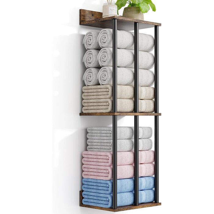 Porte-serviettes mural rustique avec étagère - Jusqu'à 32% de remise