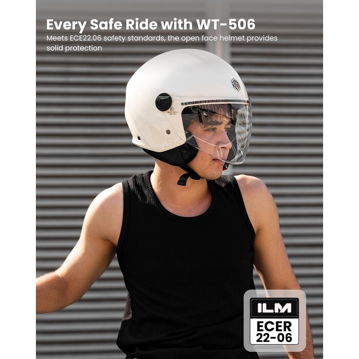 Casque Jet Rétro Moto/Scooter Beige - Homologué ECE 22.06 - Jusqu'à -33%
