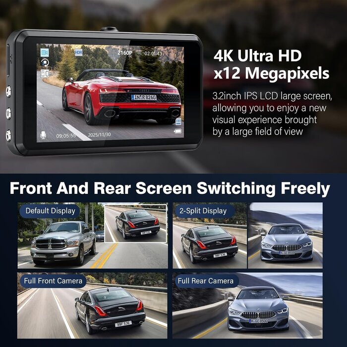 Dashcam 2,5K avant et arrière avec capteur Sony - Jusqu'à 35% de réduction
