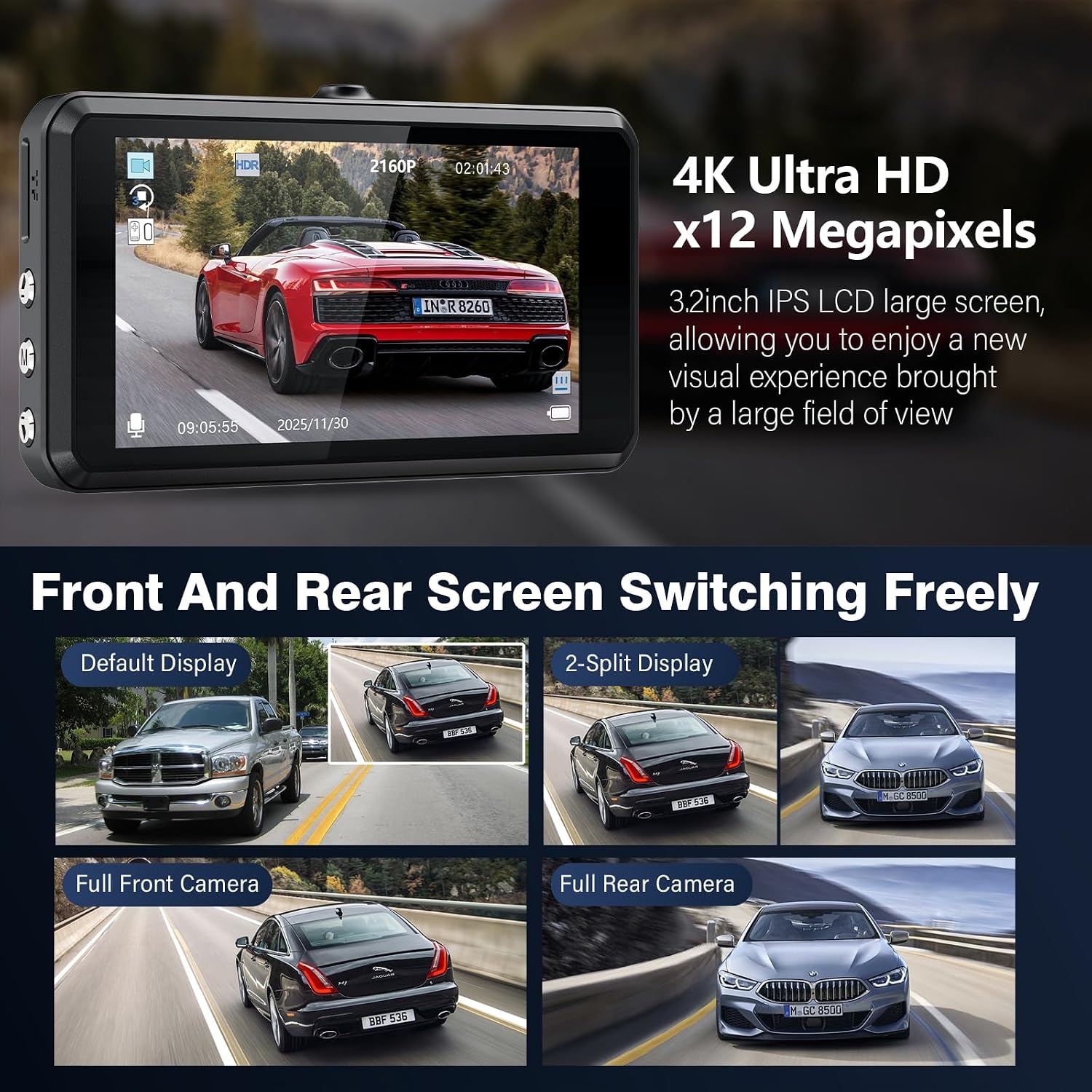 Dashcam 2,5K avant et arrière avec capteur Sony - Jusqu'à 35% de réduction