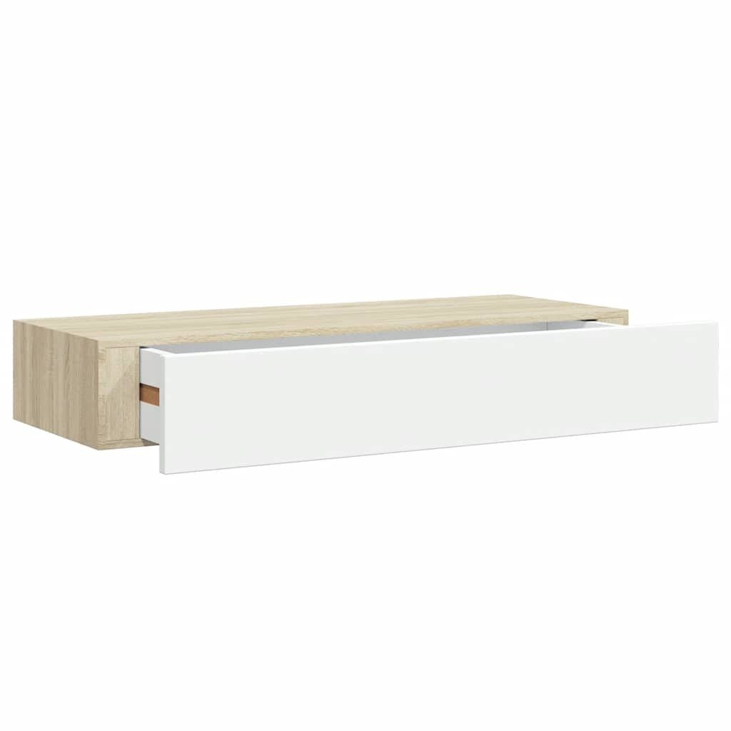 Vidaxl Étagère murale avec tiroir chêne et blanc - Jusqu'à -40% sur votre déco