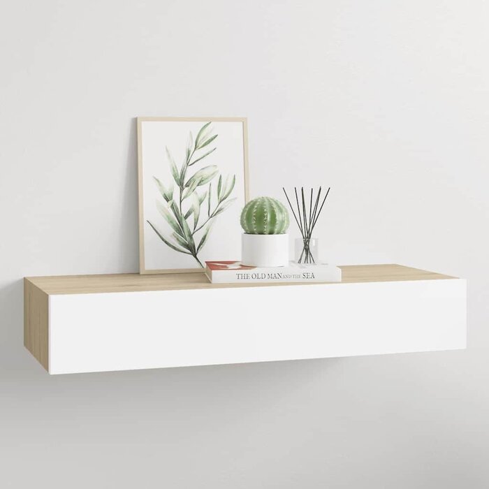 Vidaxl Étagère murale avec tiroir chêne et blanc - Jusqu'à -40% sur votre déco