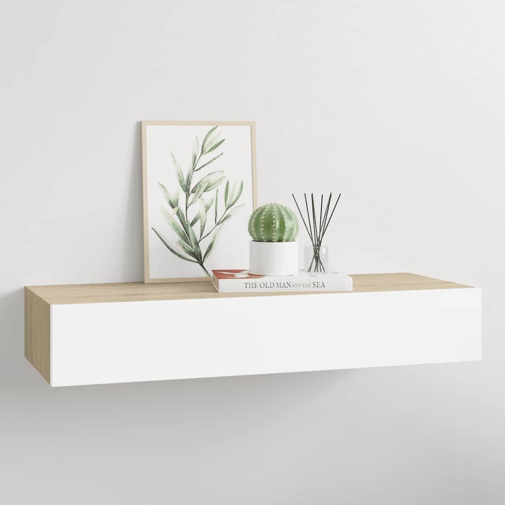 Vidaxl Étagère murale avec tiroir chêne et blanc - Jusqu'à -40% sur votre déco