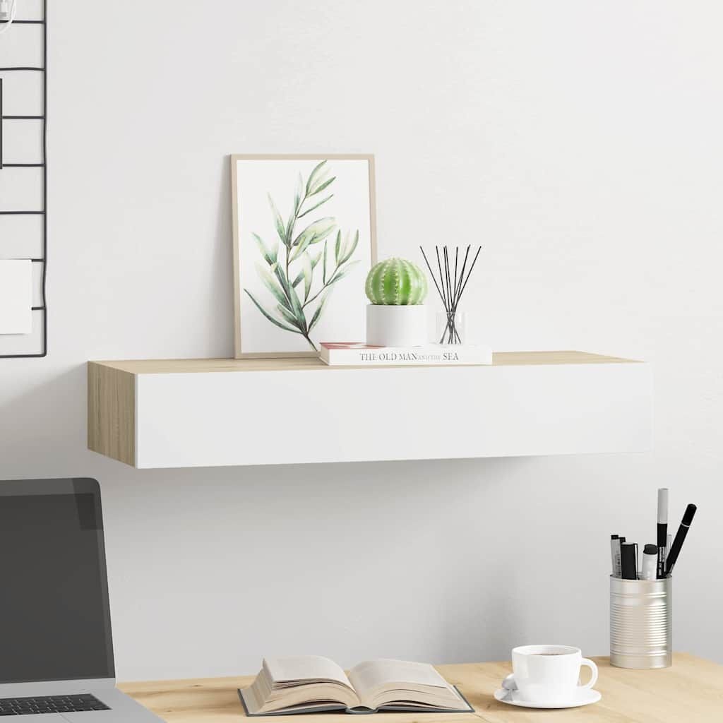 Vidaxl Étagère murale avec tiroir chêne et blanc - Jusqu'à -40% sur votre déco