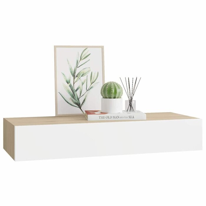 Vidaxl Étagère murale avec tiroir chêne et blanc - Jusqu'à -40% sur votre déco