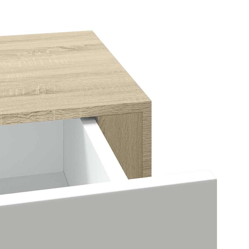 Vidaxl Étagère murale avec tiroir chêne et blanc - Jusqu'à -40% sur votre déco