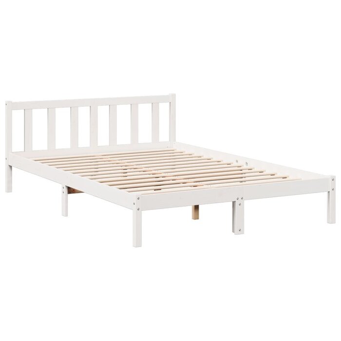 Vidaxl Cadre de lit en bois massif 160x220 cm - Blanc - Jusqu'à -35%