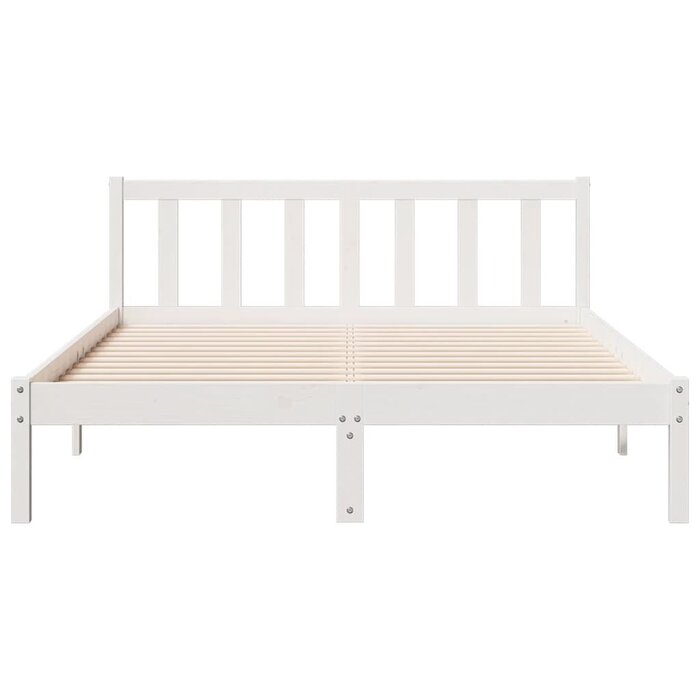 Vidaxl Cadre de lit en bois massif 160x220 cm - Blanc - Jusqu'à -35%
