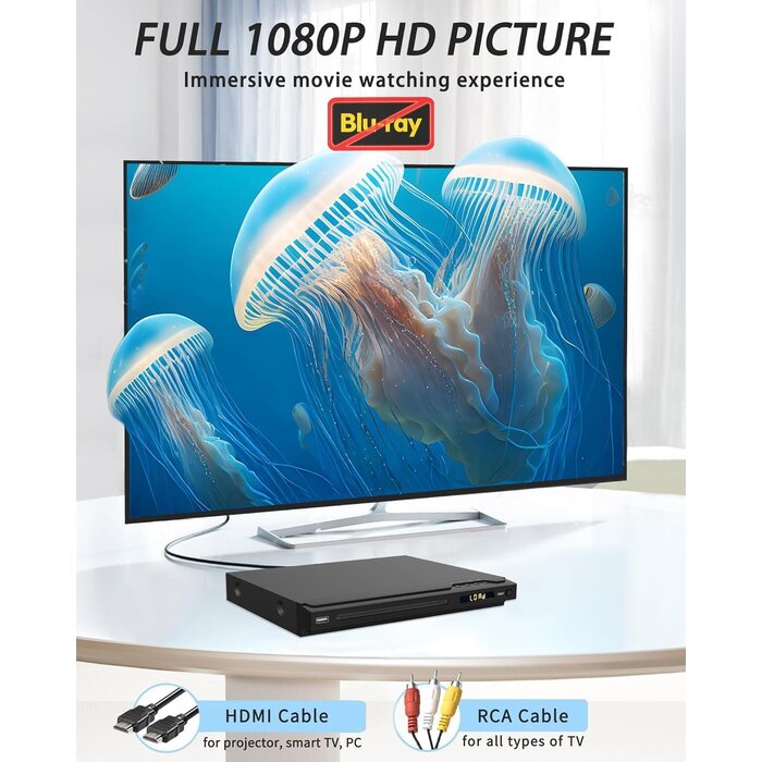 Lecteur DVD/CD HD 1080P avec Karaoké - Jusqu'à 33% de remise