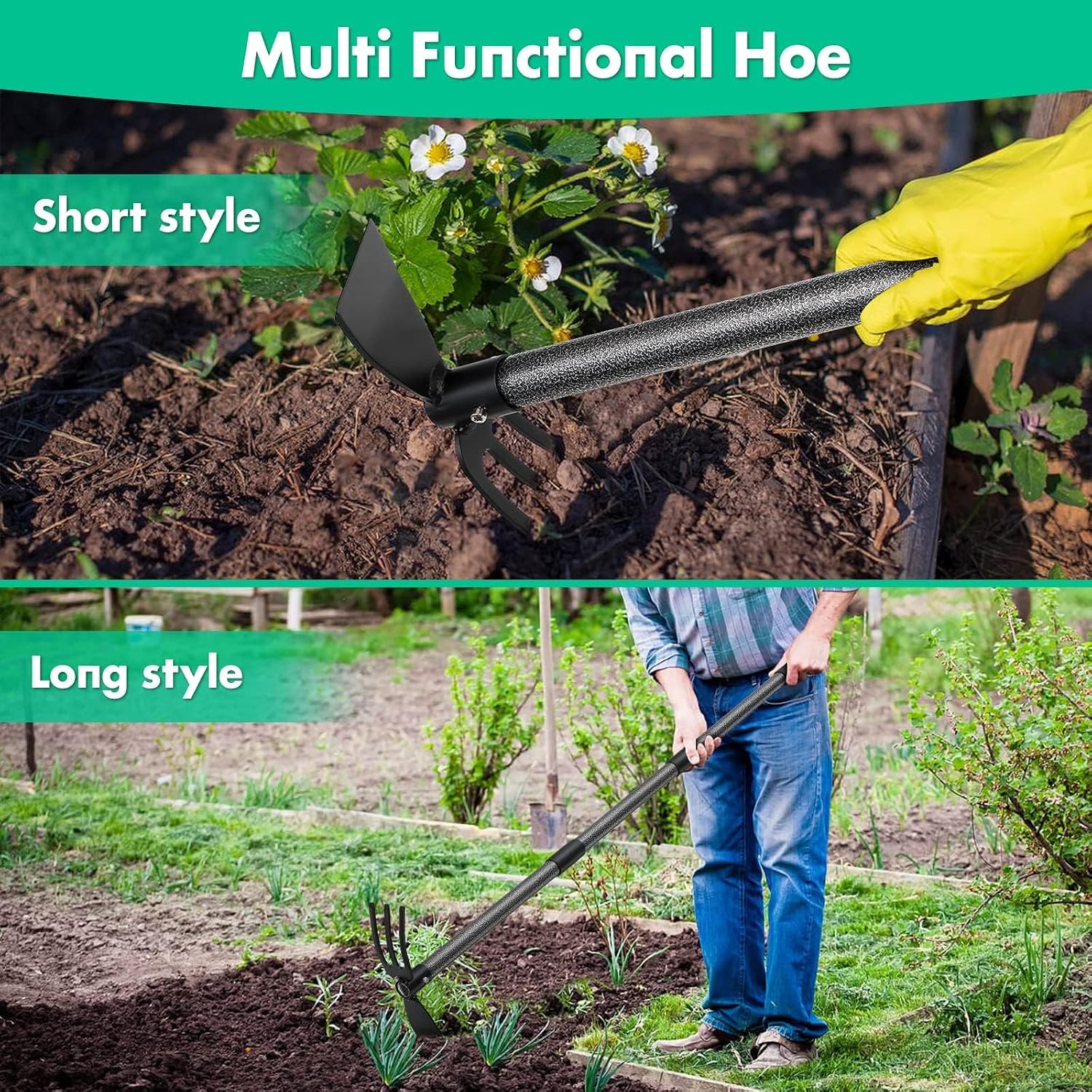 Houe de jardin double tête réglable 110 cm - Jusqu'à -31% sur l'outlet