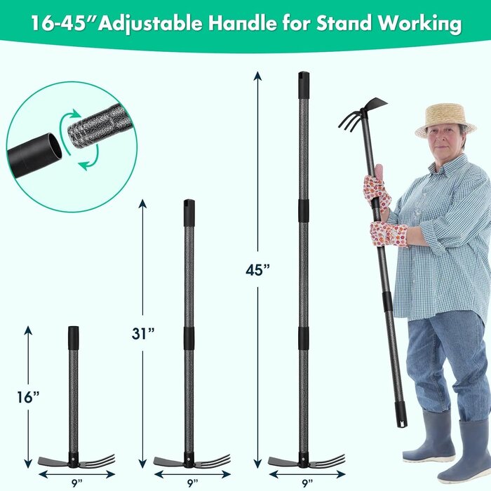 Houe de jardin double tête réglable 110 cm - Jusqu'à -31% sur l'outlet