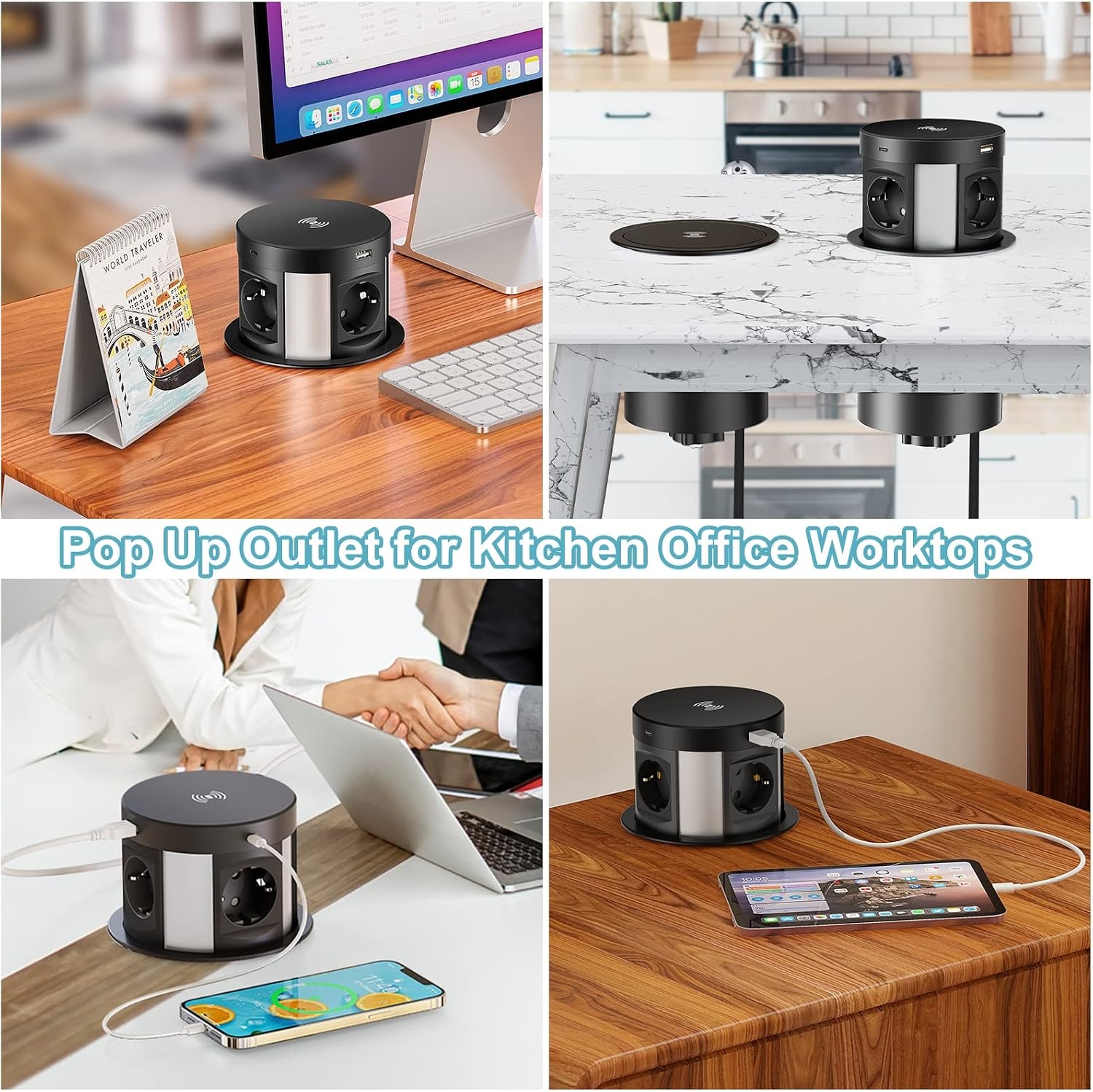 Bloc multiprise encastrable 4 prises + USB + Chargeur sans fil - Jusqu'à -34%