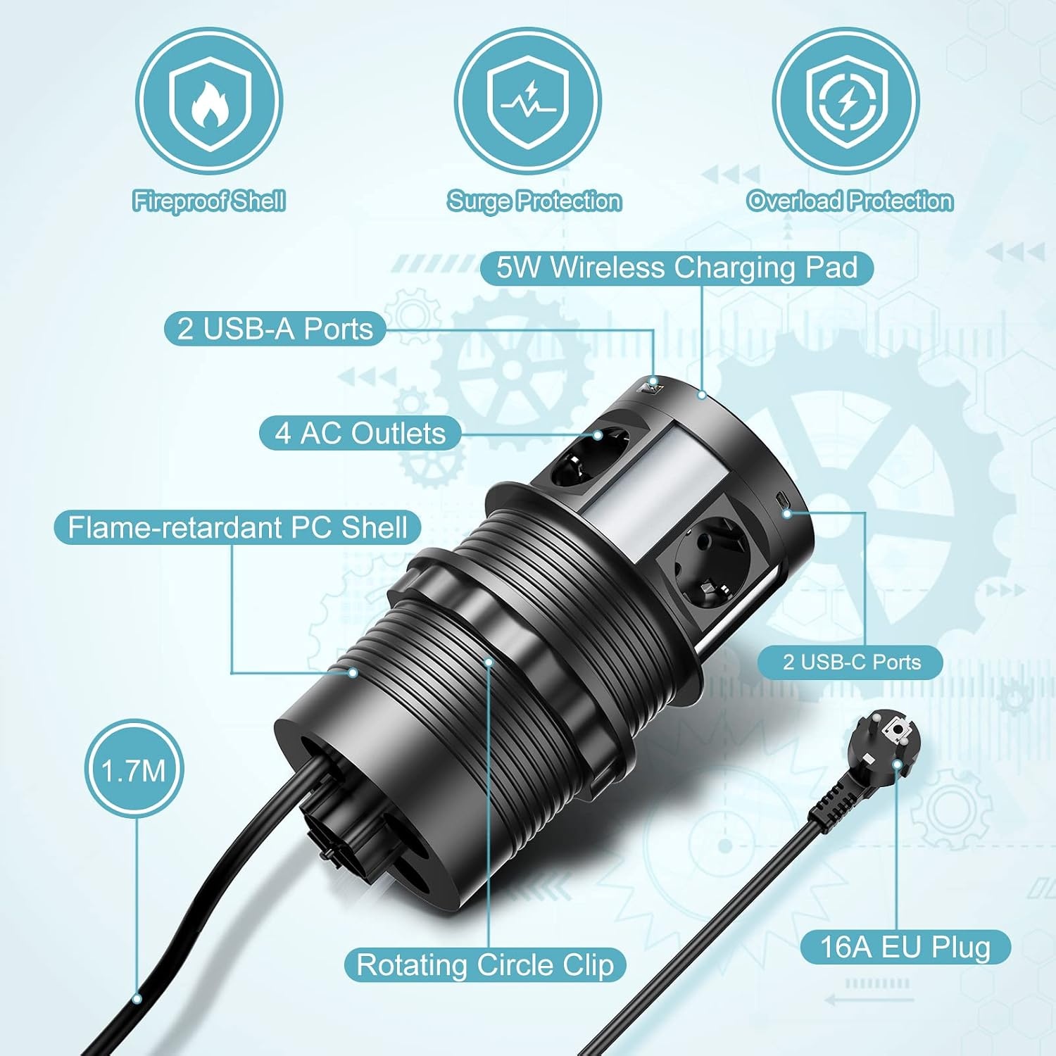 Bloc multiprise encastrable 4 prises + USB + Chargeur sans fil - Jusqu'à -34%