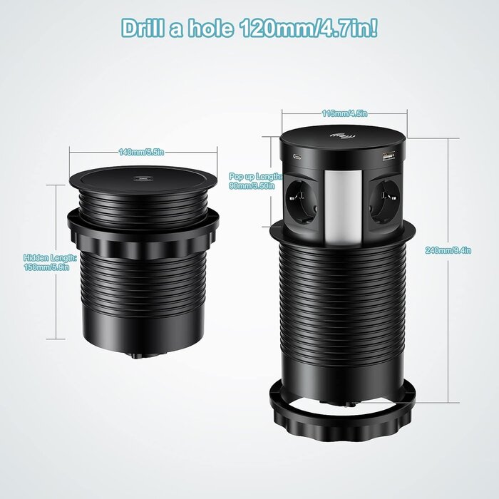 Bloc multiprise encastrable 4 prises + USB + Chargeur sans fil - Jusqu'à -34%