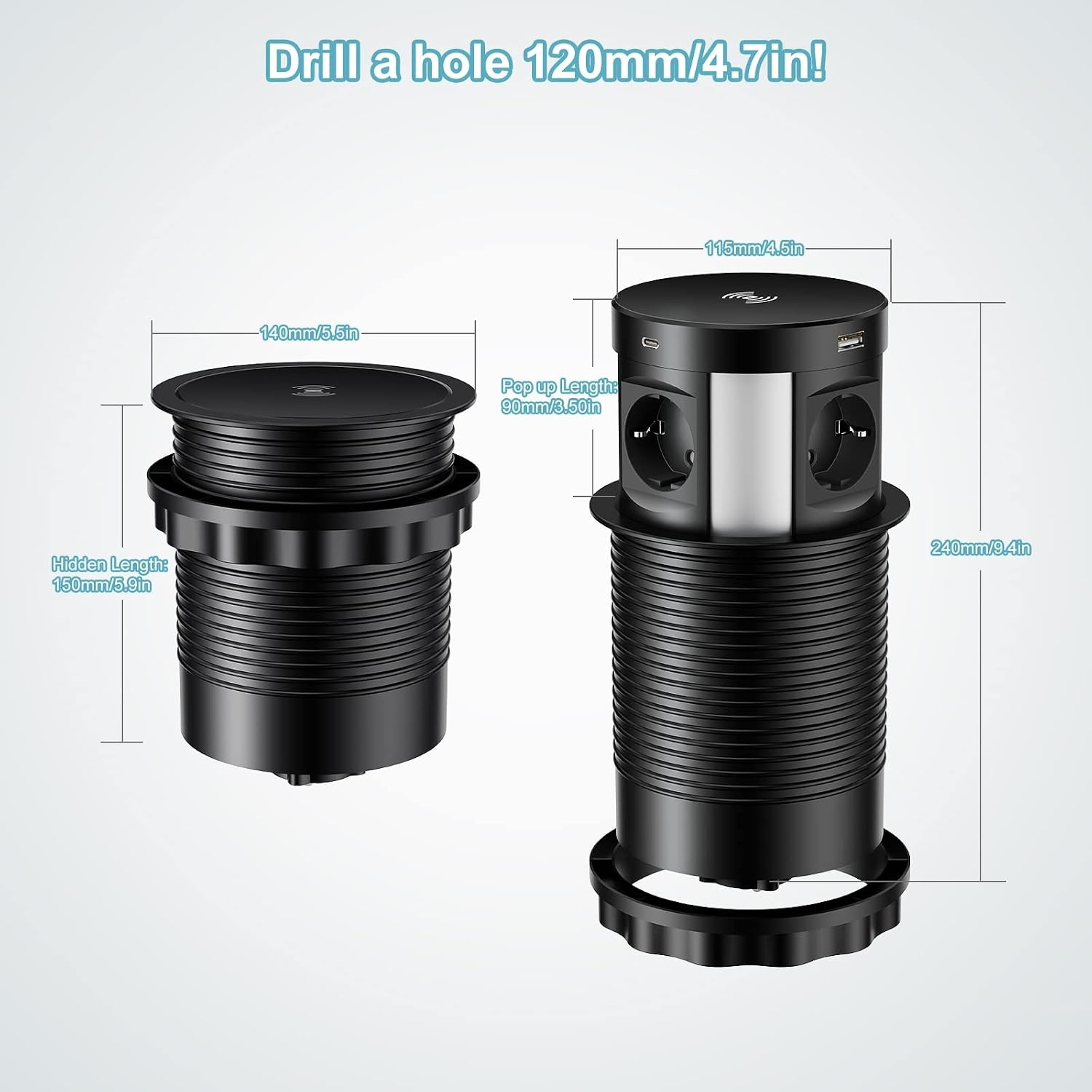 Bloc multiprise encastrable 4 prises + USB + Chargeur sans fil - Jusqu'à -34%