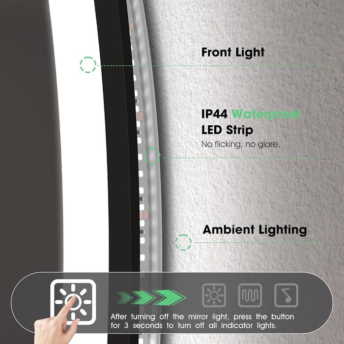 Miroir LED rond 80 cm, Bluetooth & Anti-buée - Jusqu'à -35% en Outlet