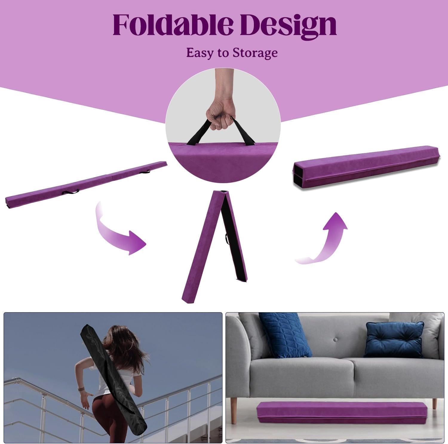 Poutre d'équilibre pliable 270 cm - Violet - Jusqu'à -34%